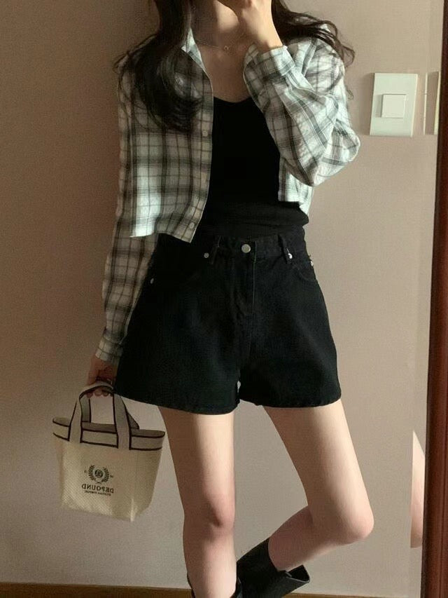 Addison checkered shirt white