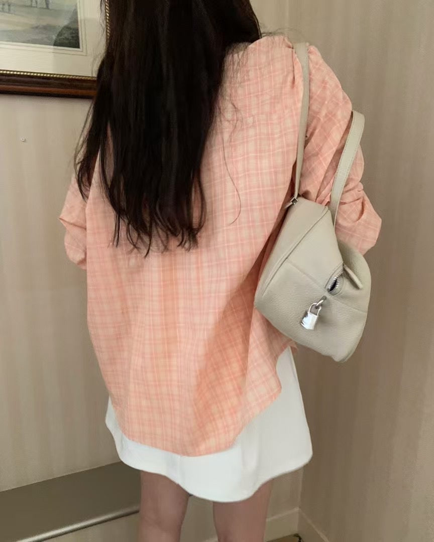 Peach checkered shirt