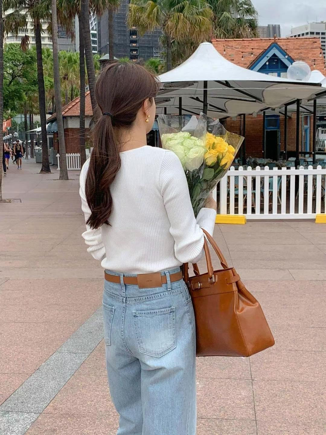 Faye square neck blouse (white)