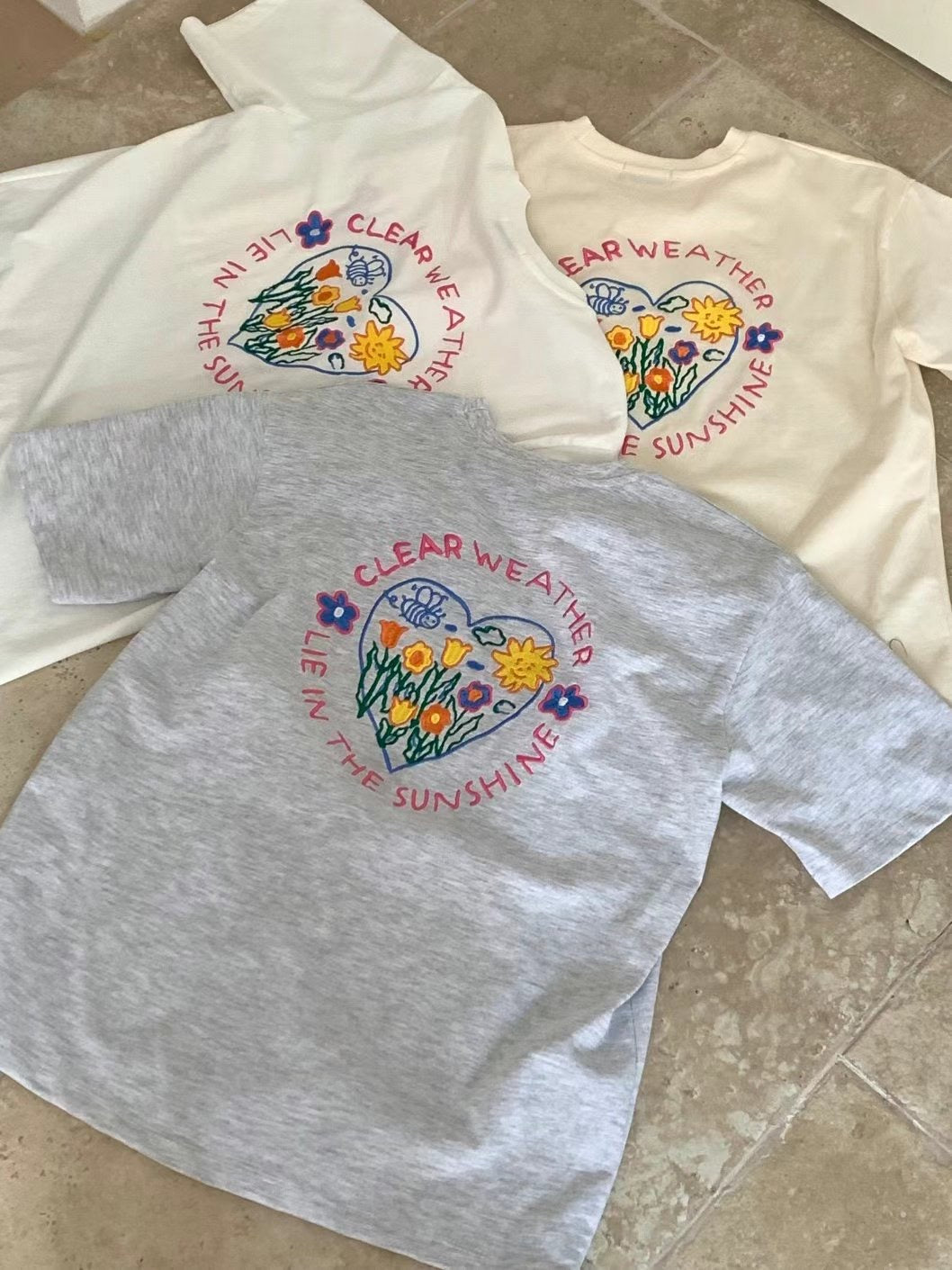 Fiona Embroidered short-sleeved T-shirt(pastel yellow)