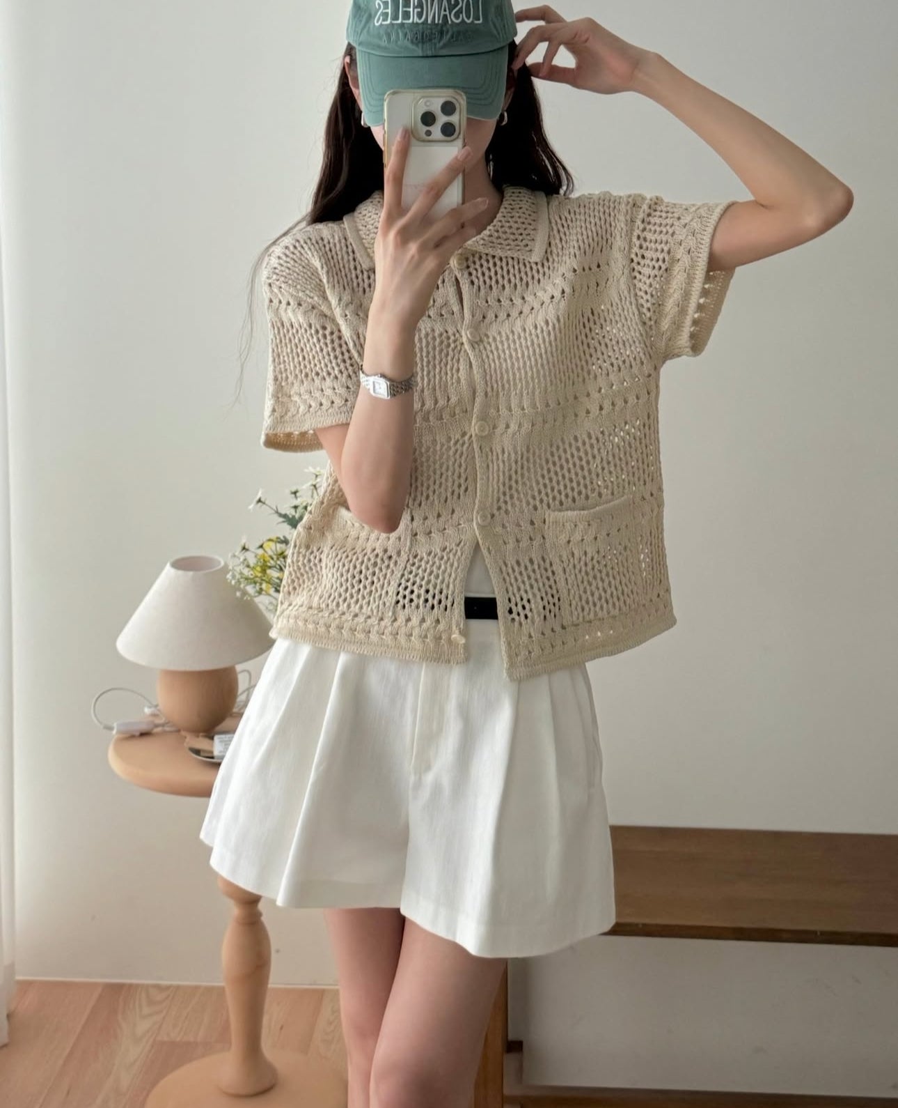 Tiara beige button blouse