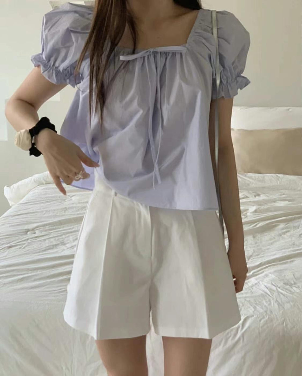 Lulu ribbon puff blouse