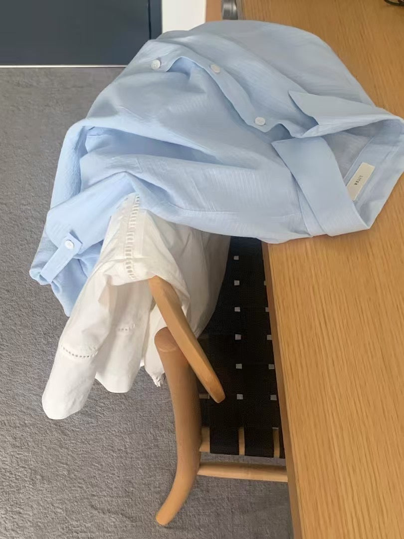 Chloy Roll up stripe shirts light blue