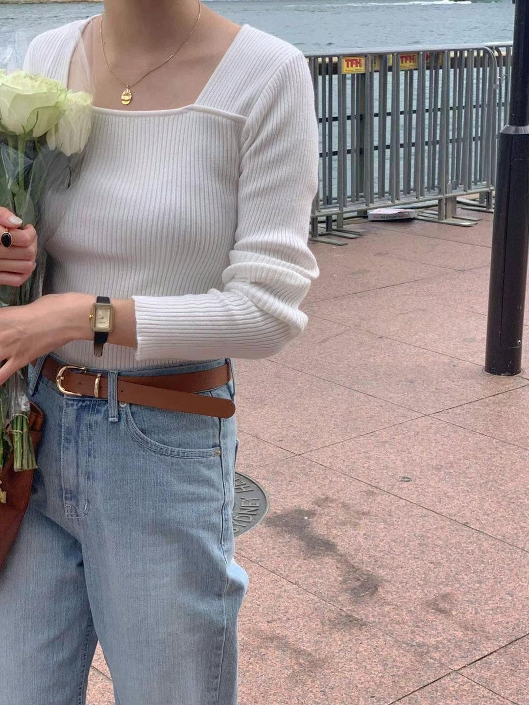 Faye square neck blouse (white)