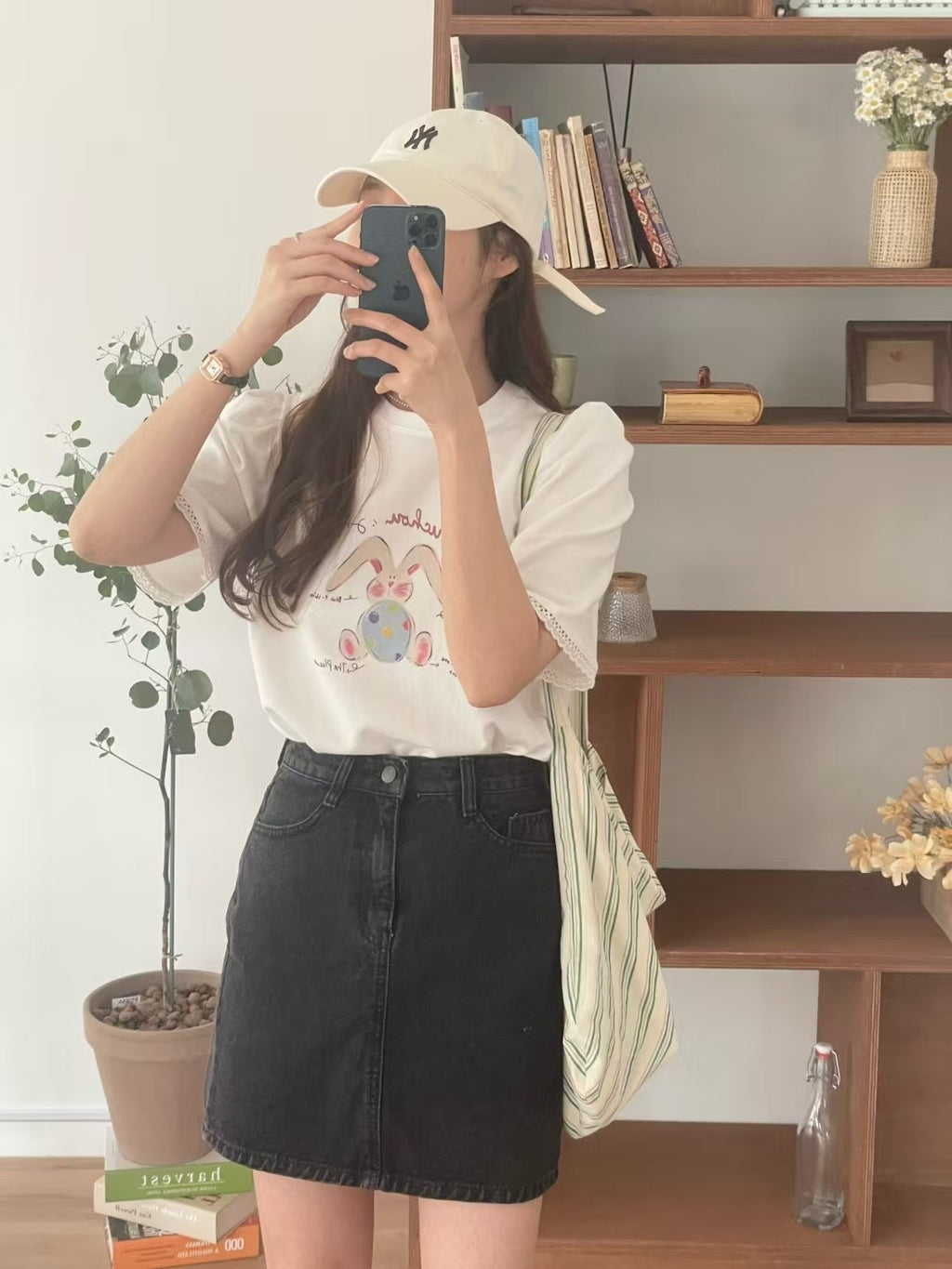 Lace cotton rabbit t-shirt