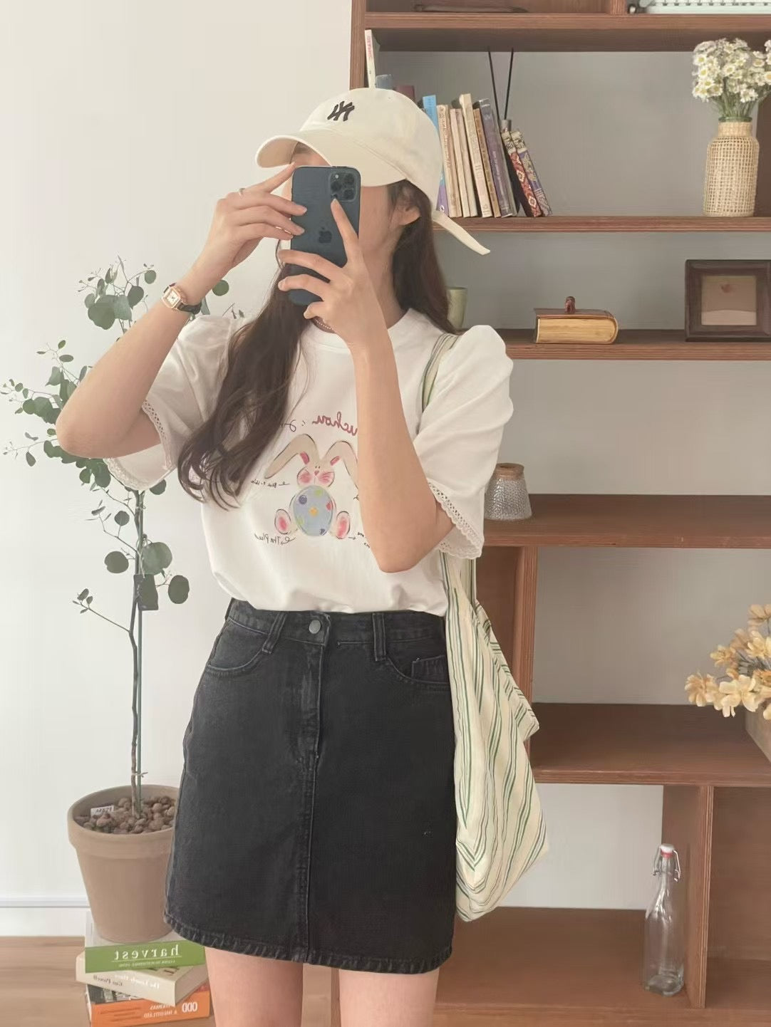 Lace cotton rabbit t-shirt
