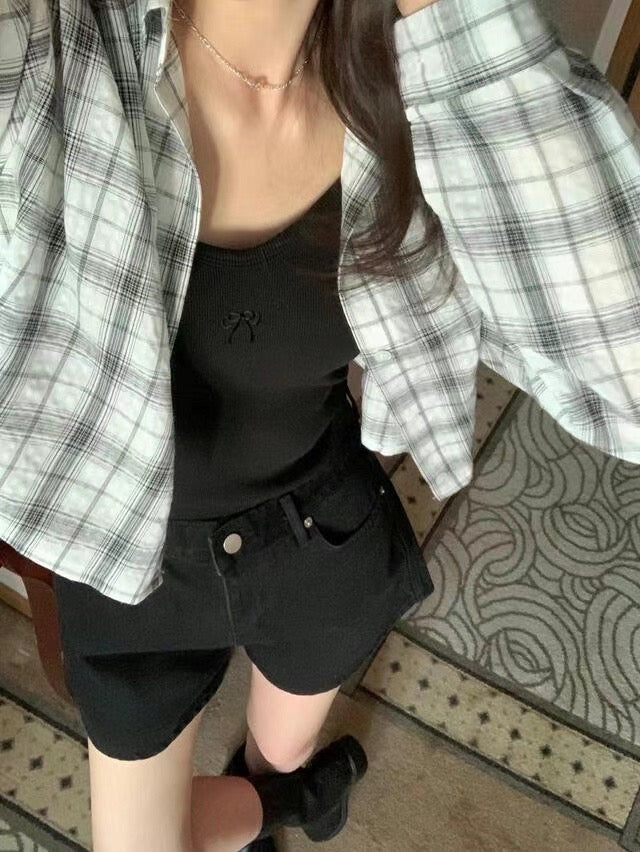 Addison checkered shirt white