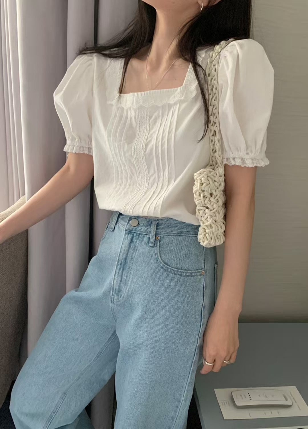 Eve white puff blouse