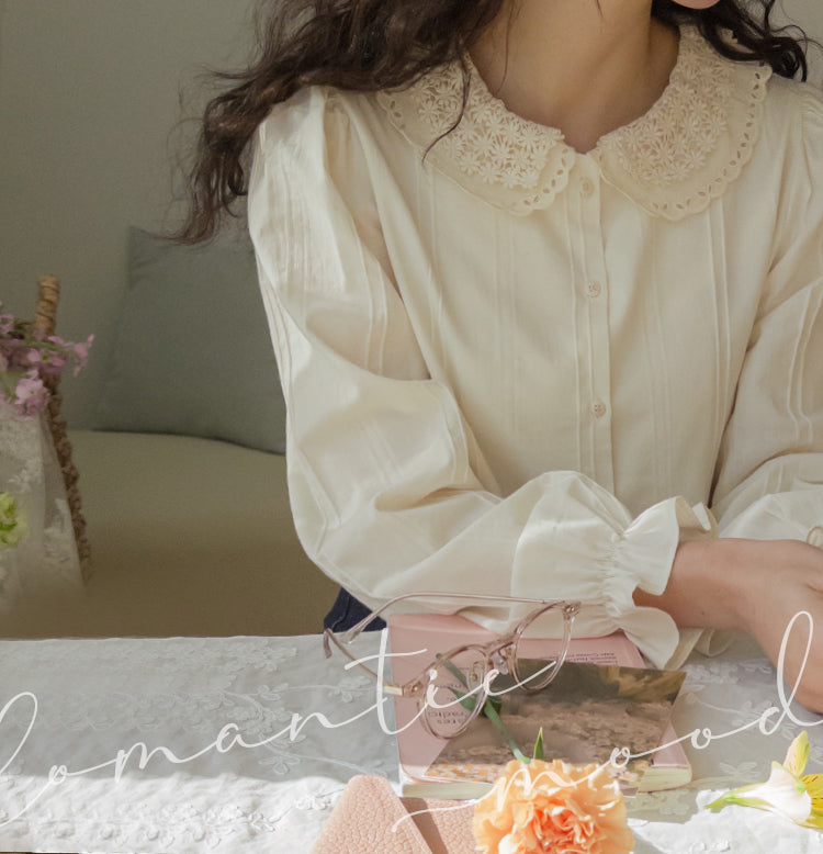 Estelle flower crochet collar blouse