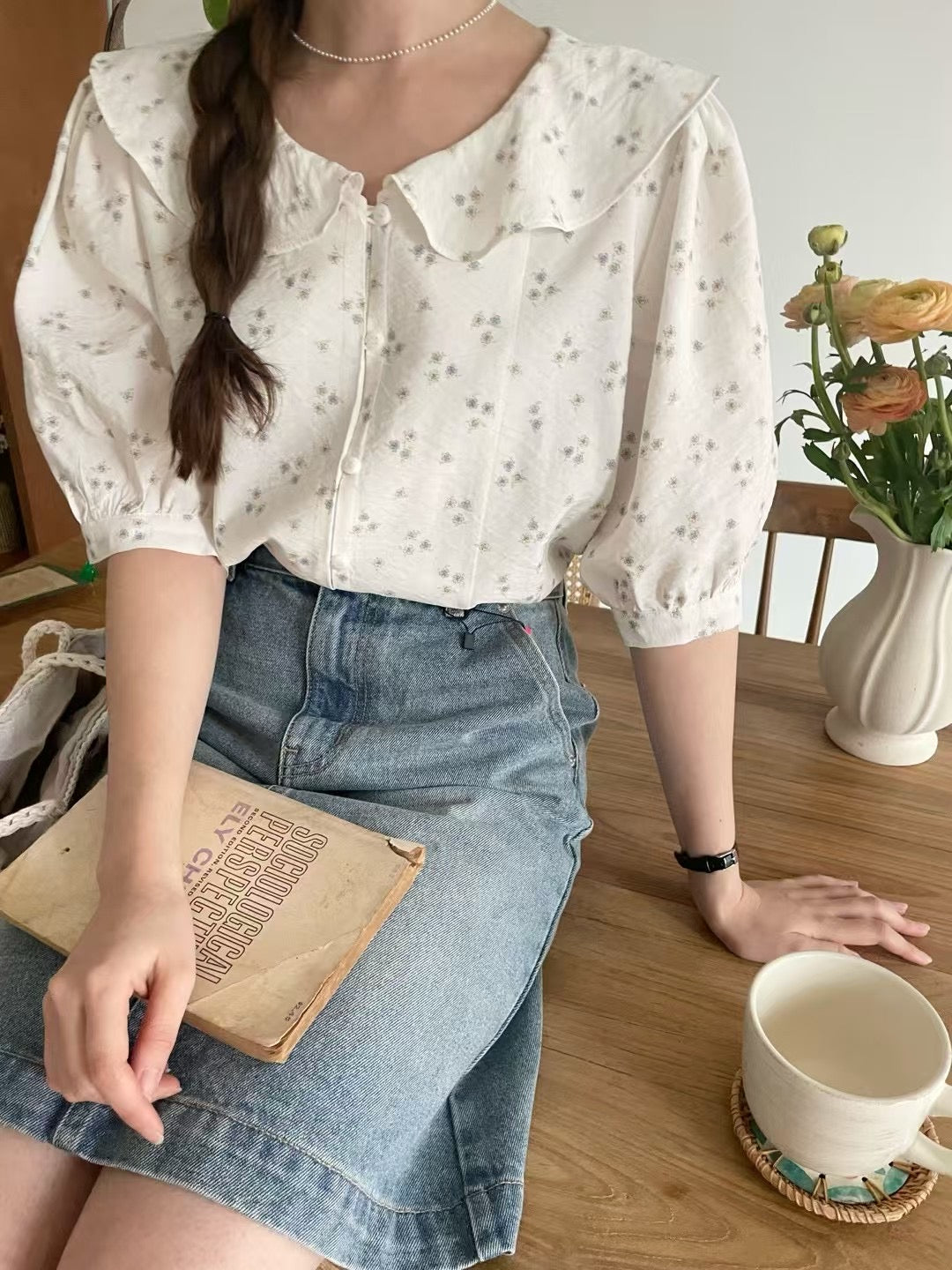 Romance flower print blouse