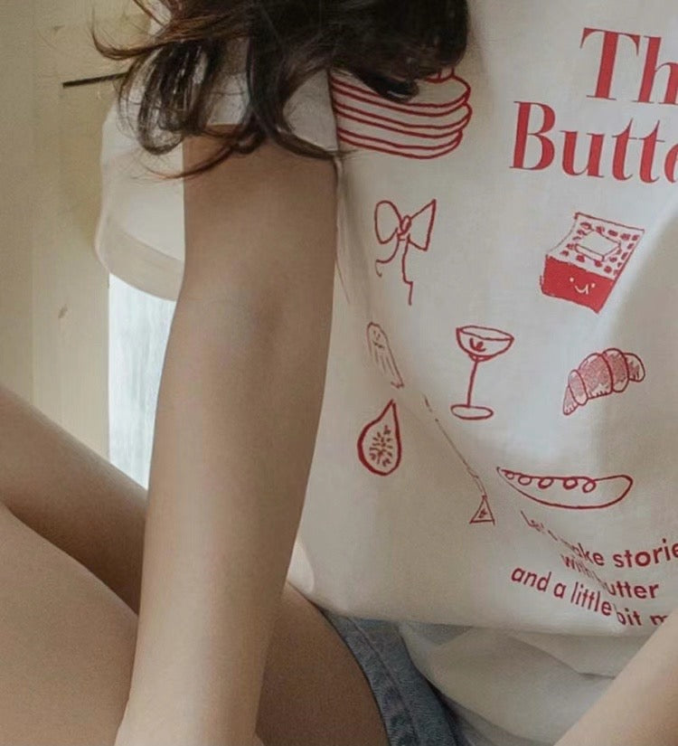 Joy The butters t-shirt (red text)