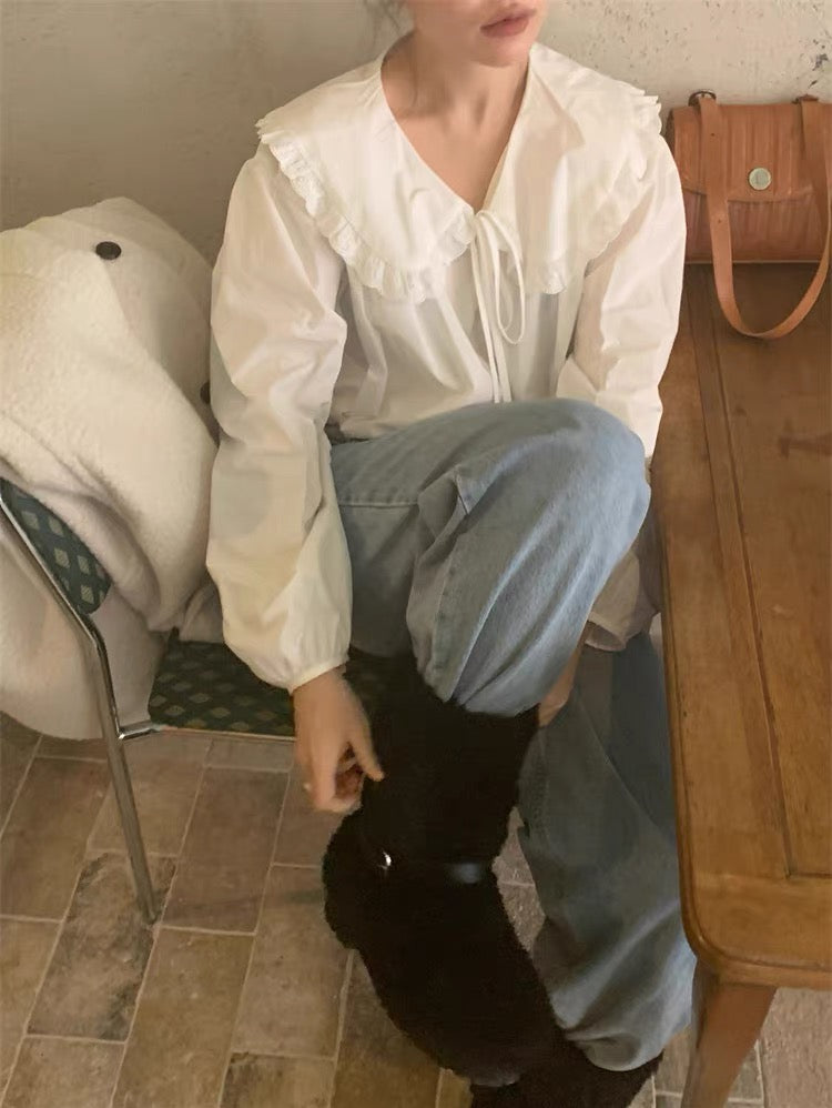 Ellis Baby collar white blouse