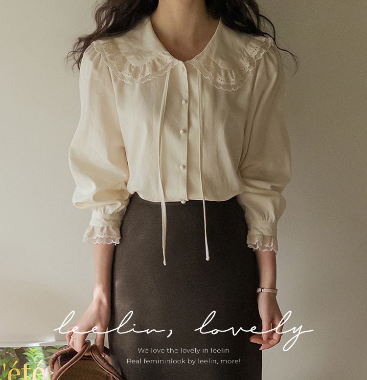 Erin premium lace trim blouse
