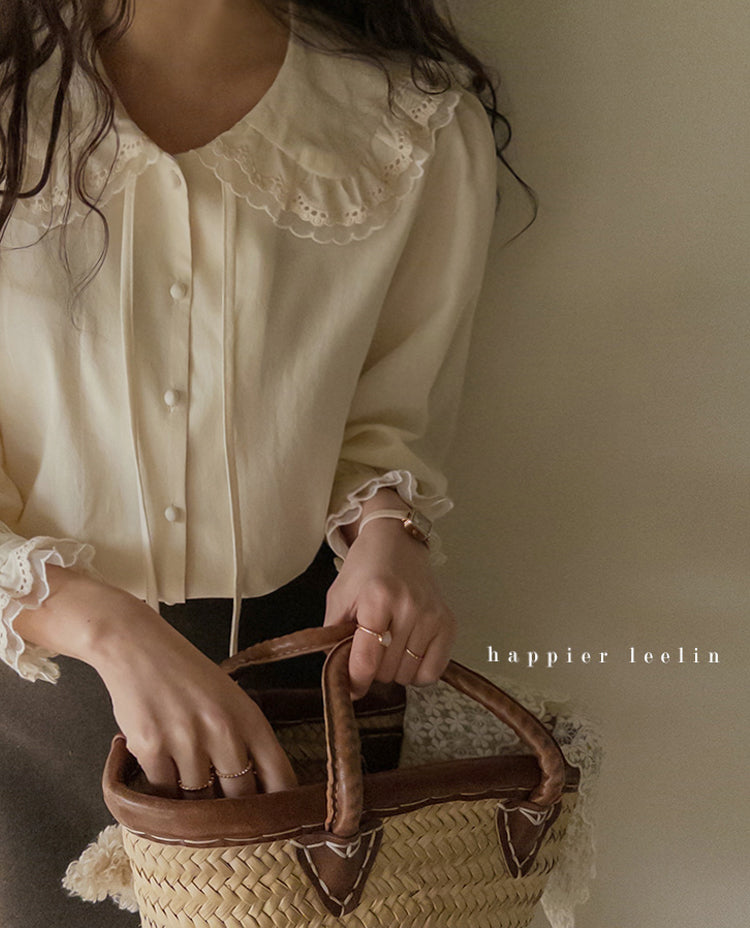 Erin premium lace trim blouse