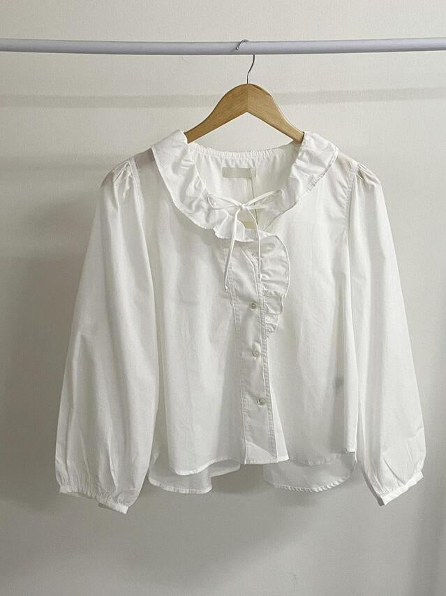 Aisha lotus collar white shirt