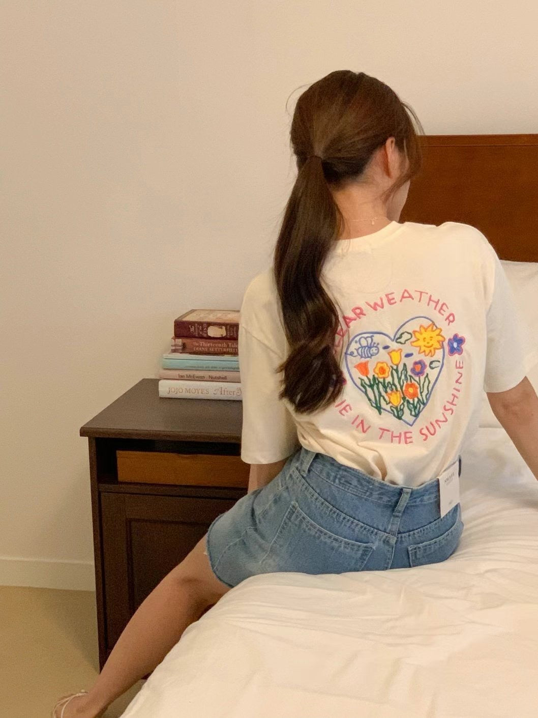 Fiona Embroidered short-sleeved T-shirt(pastel yellow)