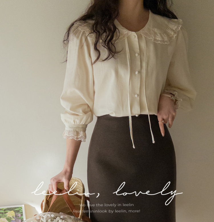 Erin premium lace trim blouse