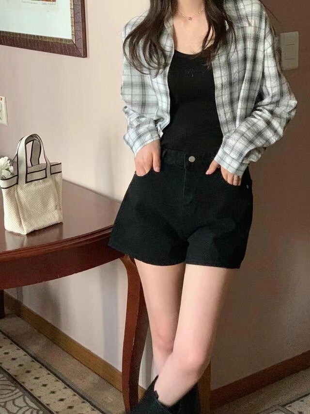 Addison checkered shirt white