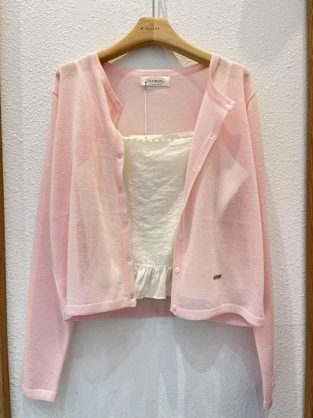 Mina lady button thin cardigan pink