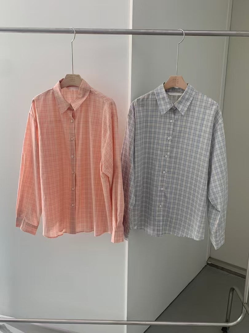 Peach checkered shirt
