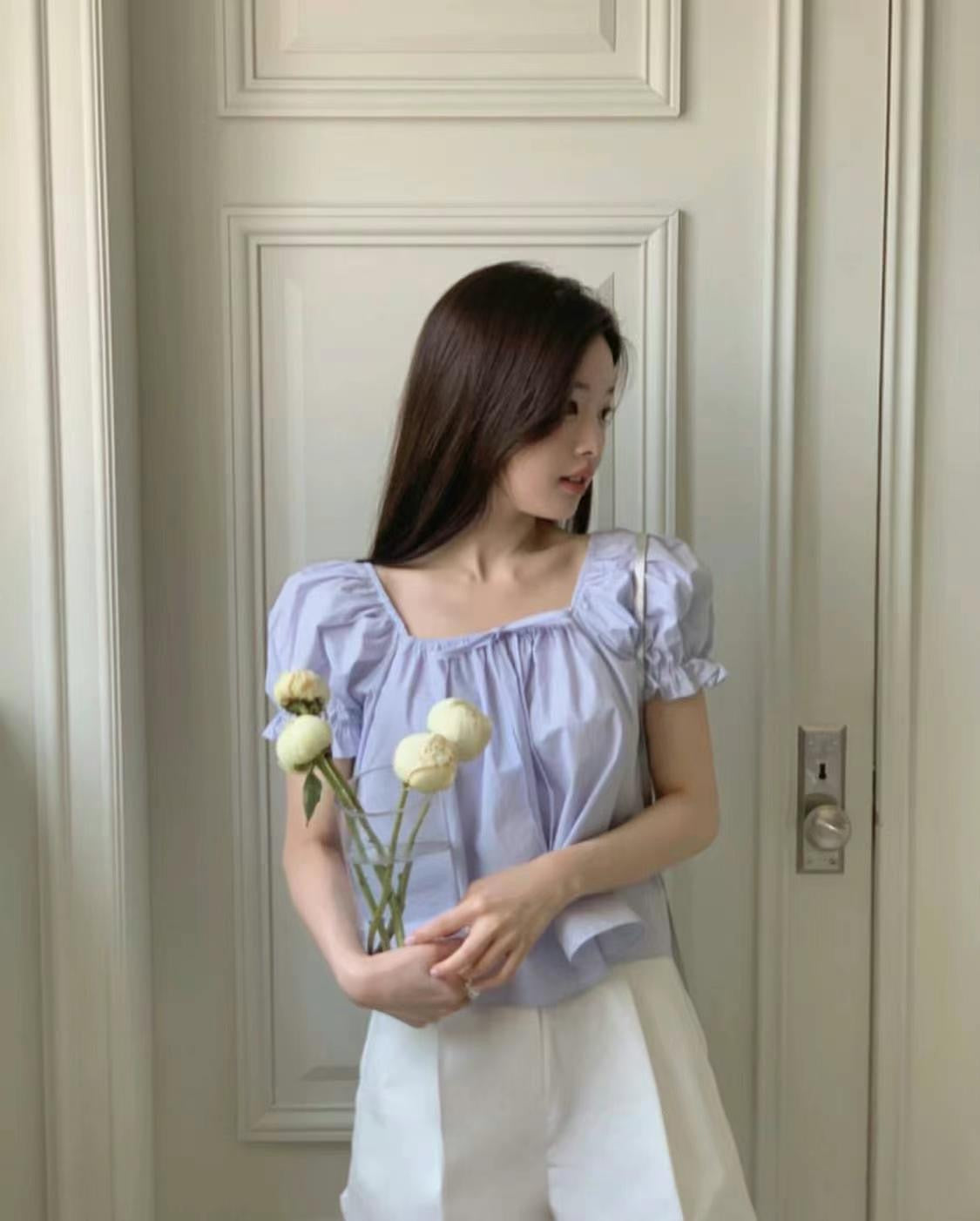 Lulu ribbon puff blouse
