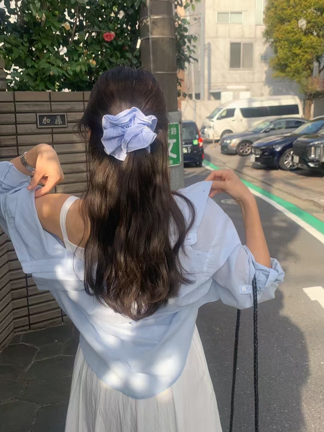 Chloy Roll up stripe shirts light blue