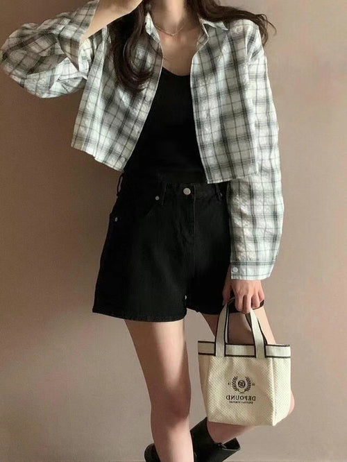 Addison checkered shirt white