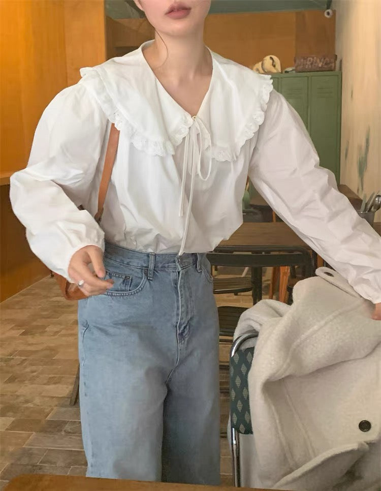 Ellis Baby collar white blouse