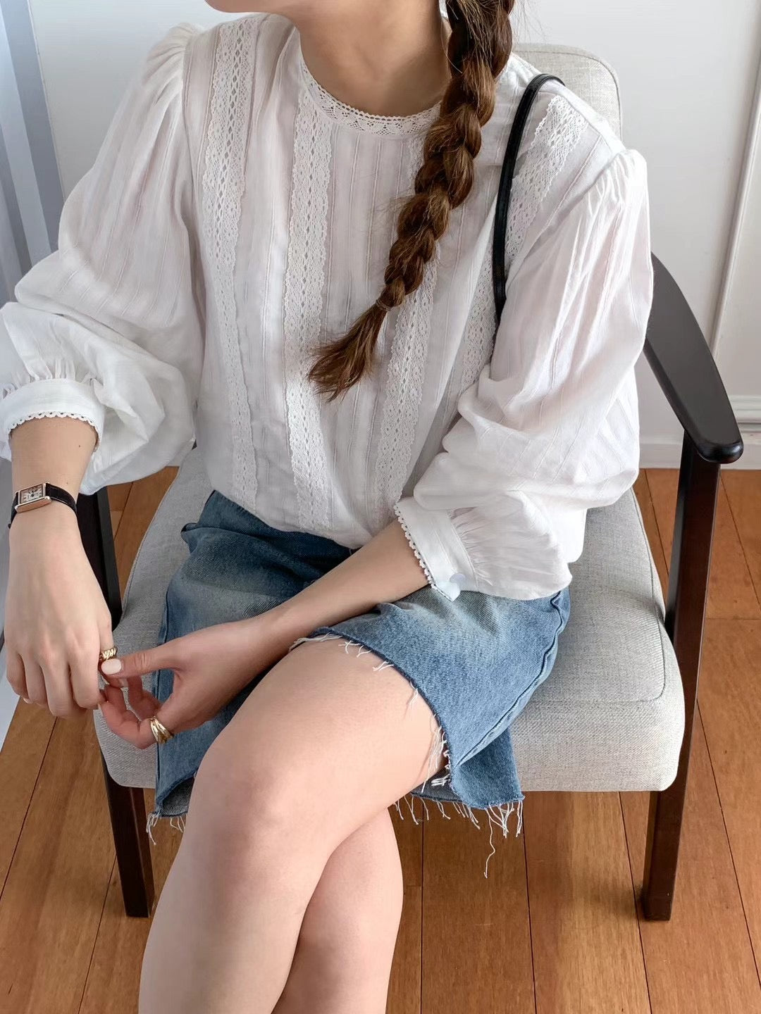 Ada Lace Crochet French Blouse