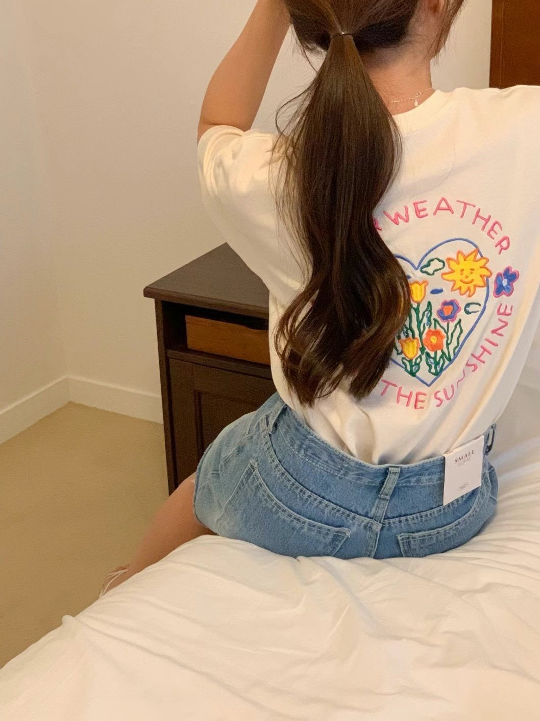Fiona Embroidered short-sleeved T-shirt(pastel yellow)