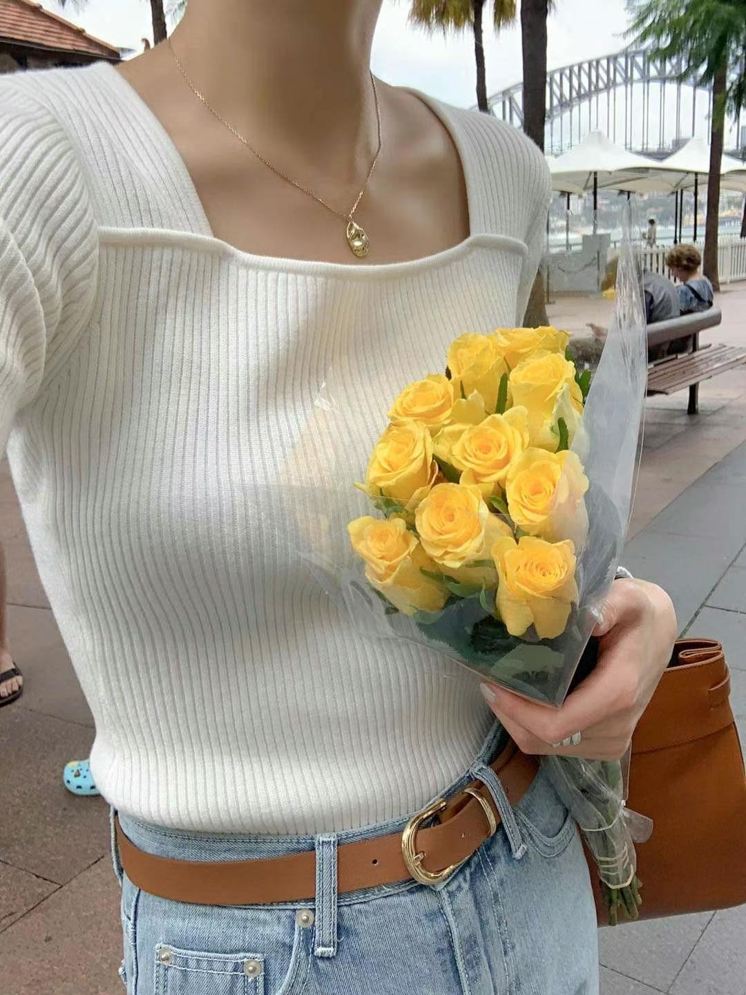 Faye square neck blouse (white)