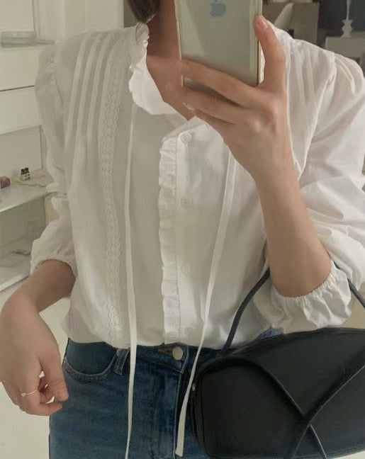 Hannah lace frill blouse