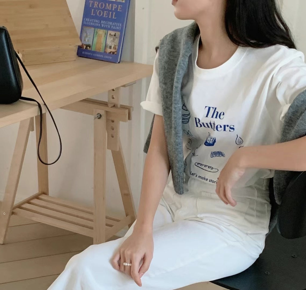 Joy The butters t-shirt (blue text)