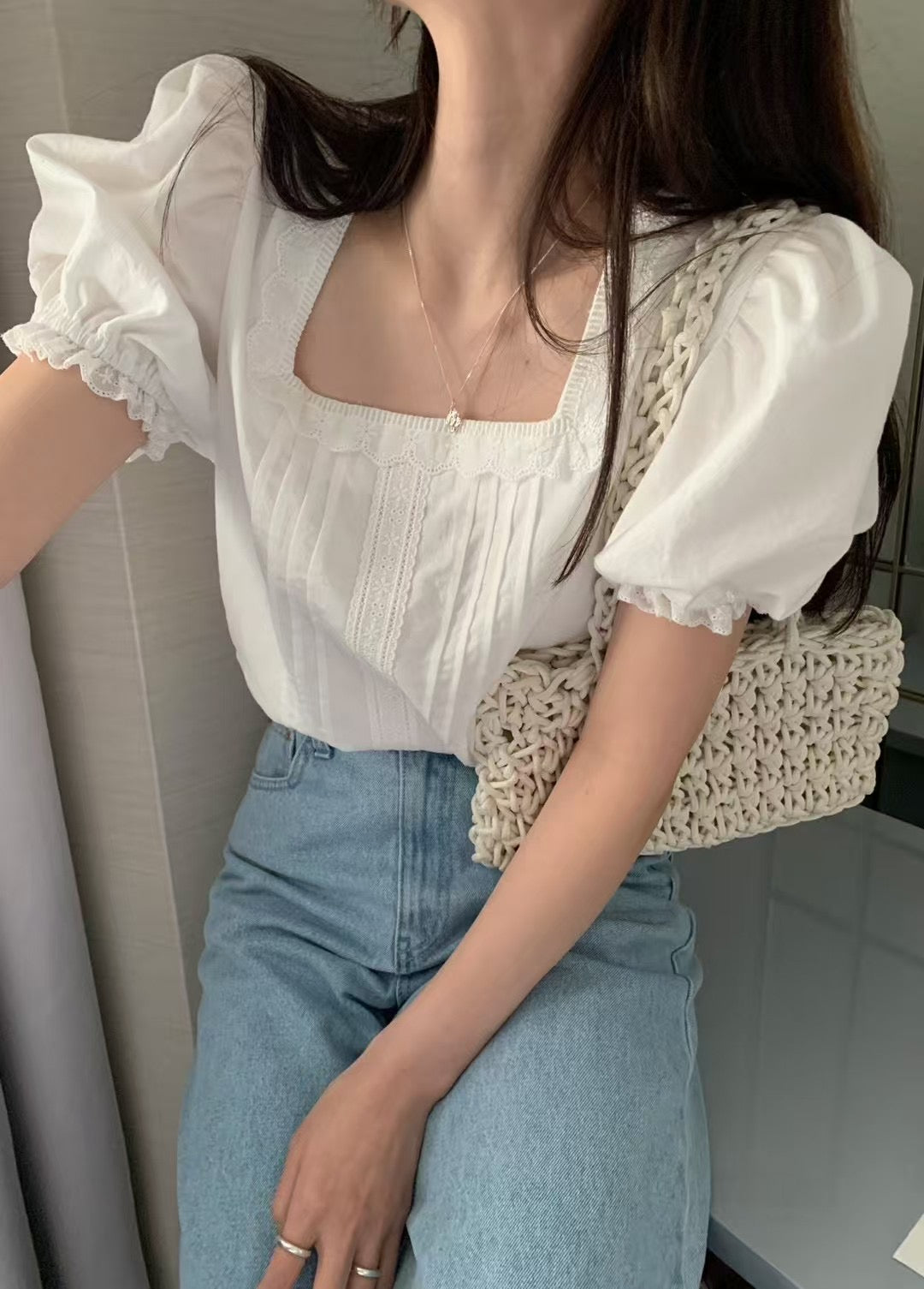 Eve white puff blouse