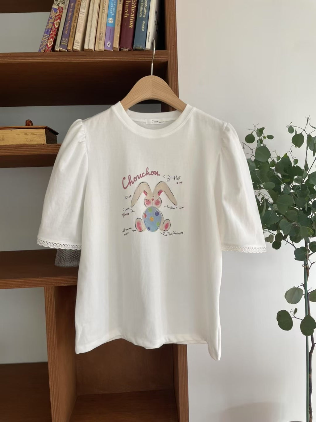 Lace cotton rabbit t-shirt