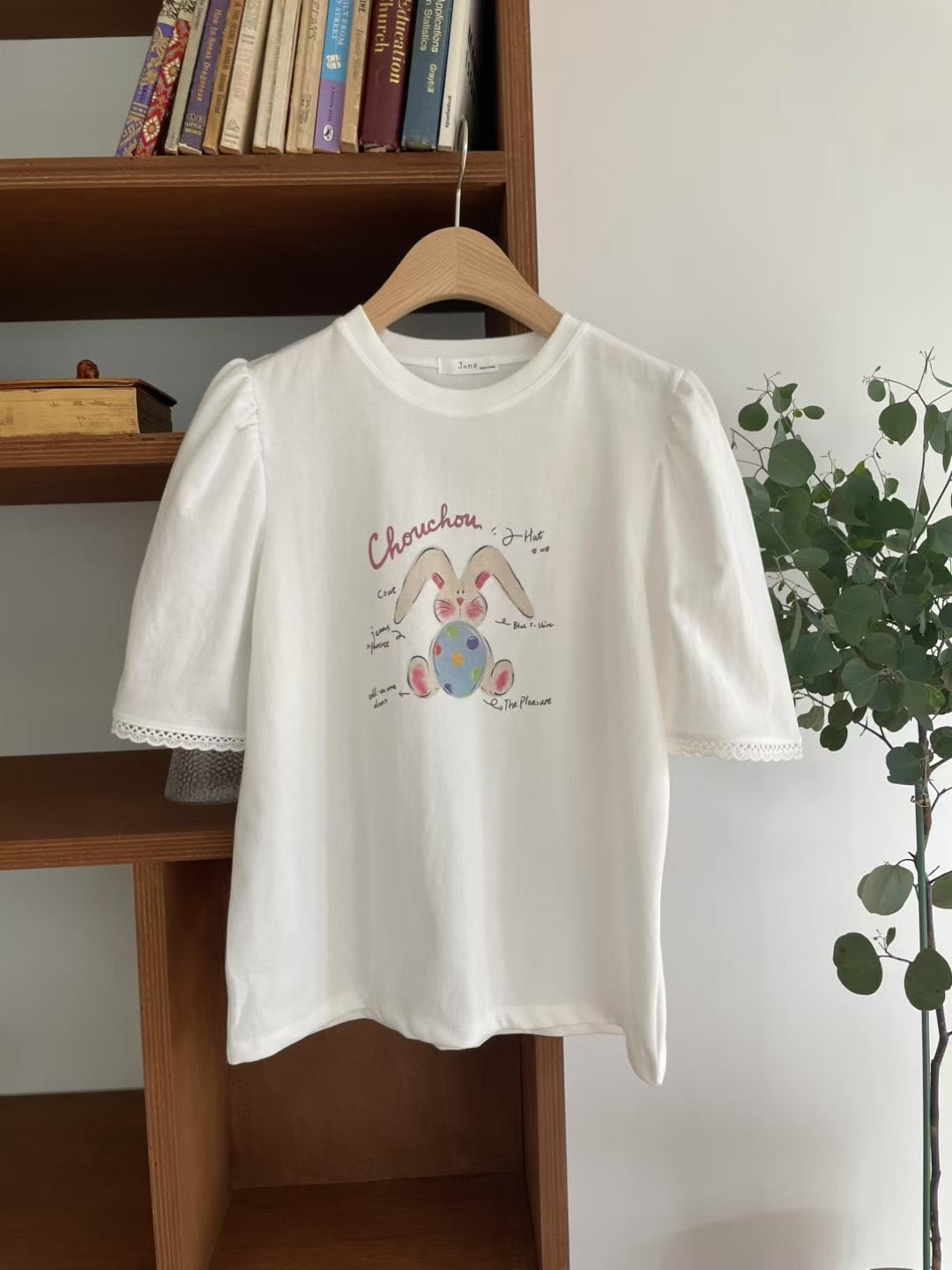 Lace cotton rabbit t-shirt