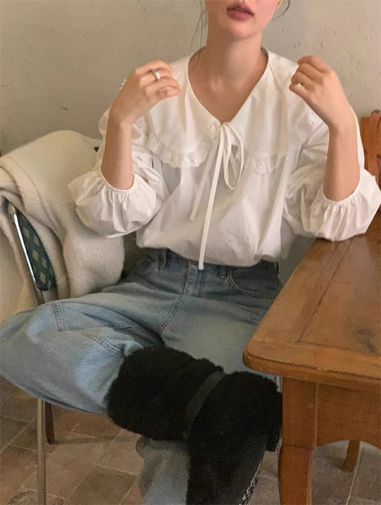 Ellis Baby collar white blouse