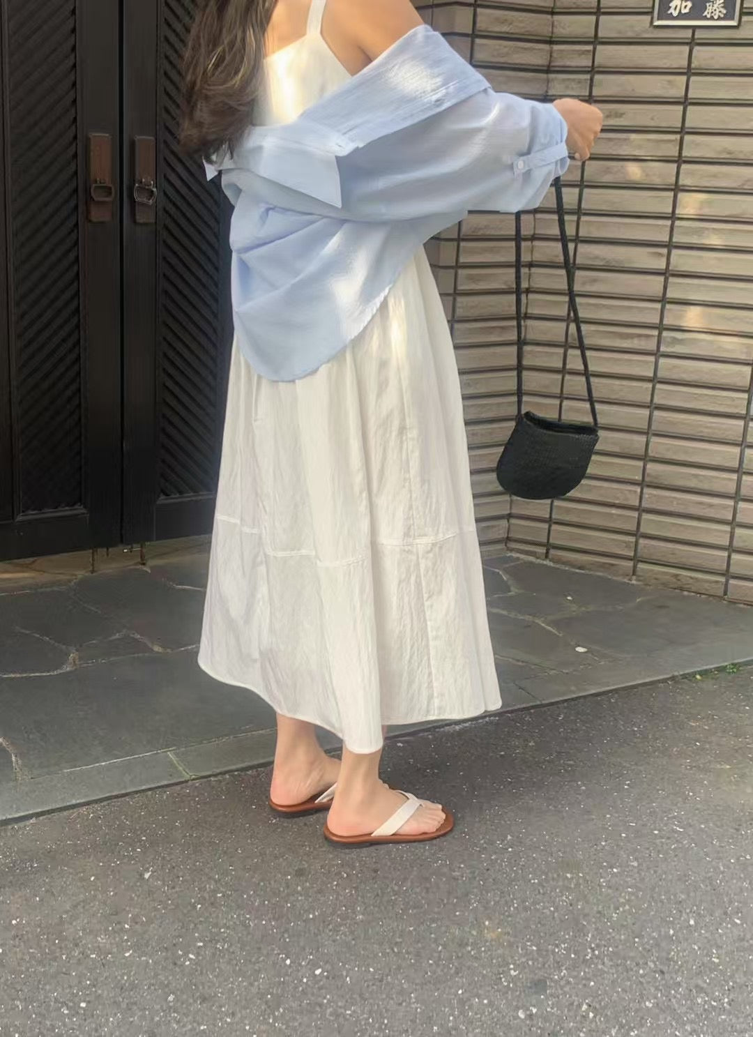 Chloy Roll up stripe shirts light blue