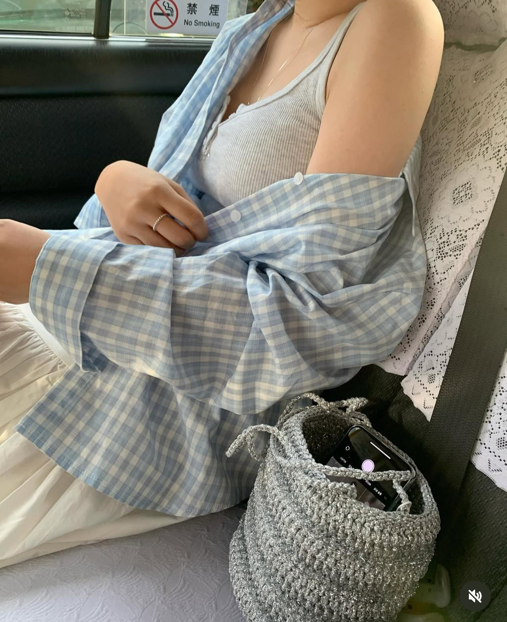 Minji checkered shirt blue