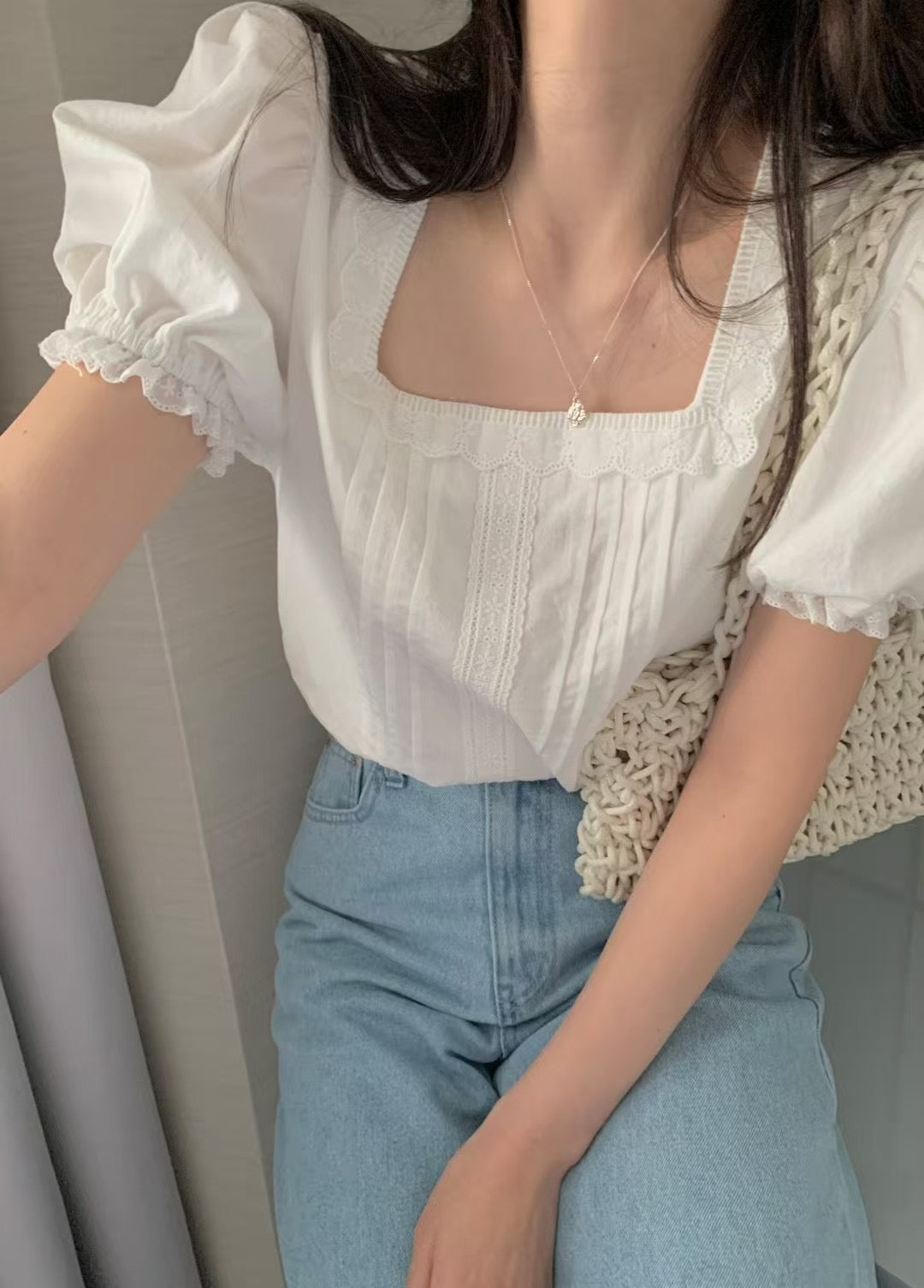 Eve white puff blouse