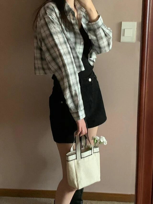 Addison checkered shirt white