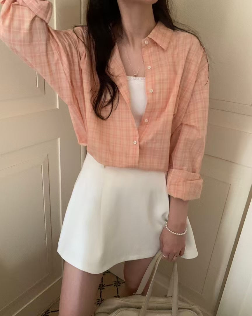 Peach checkered shirt