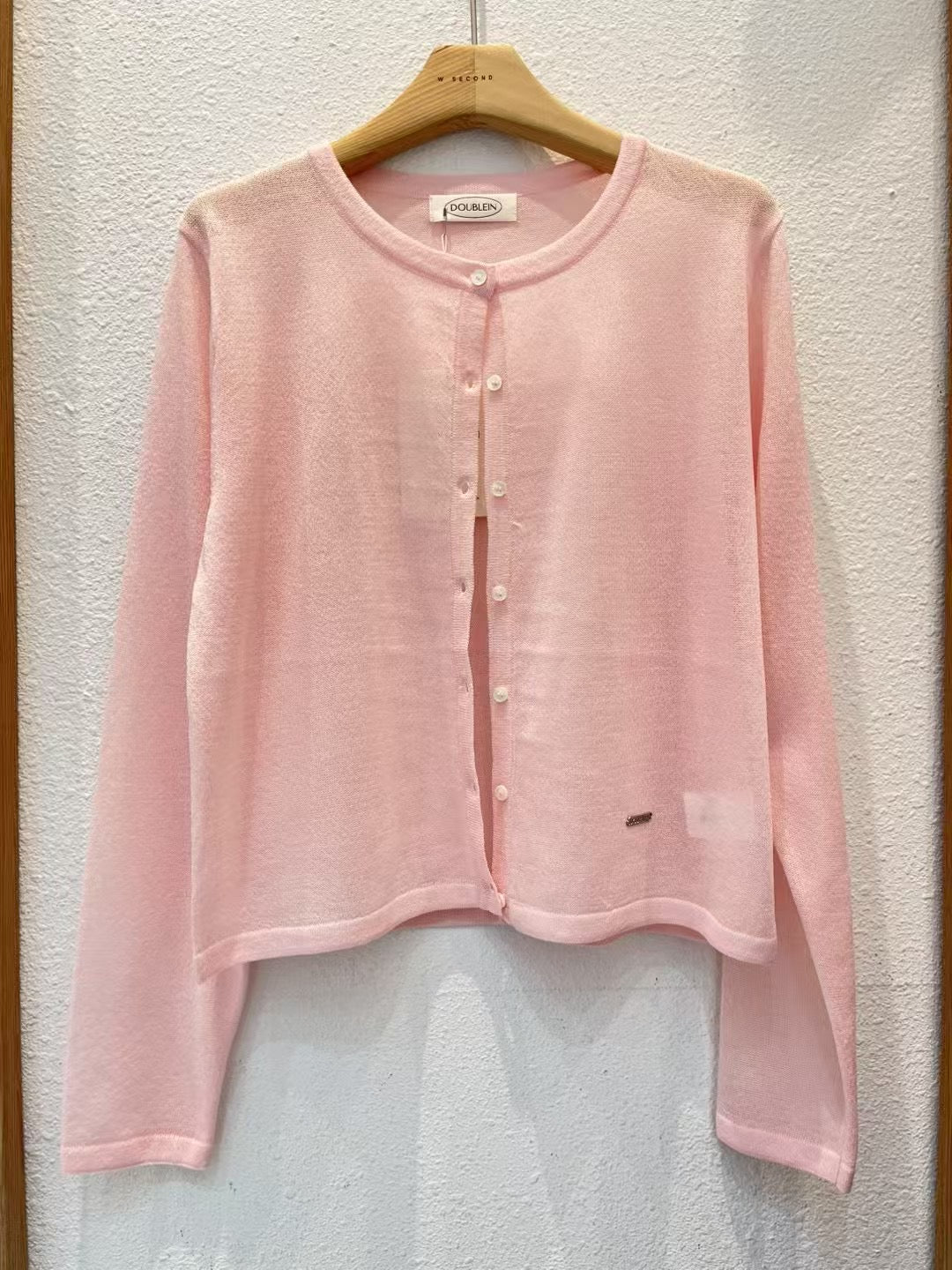 Mina lady button thin cardigan pink