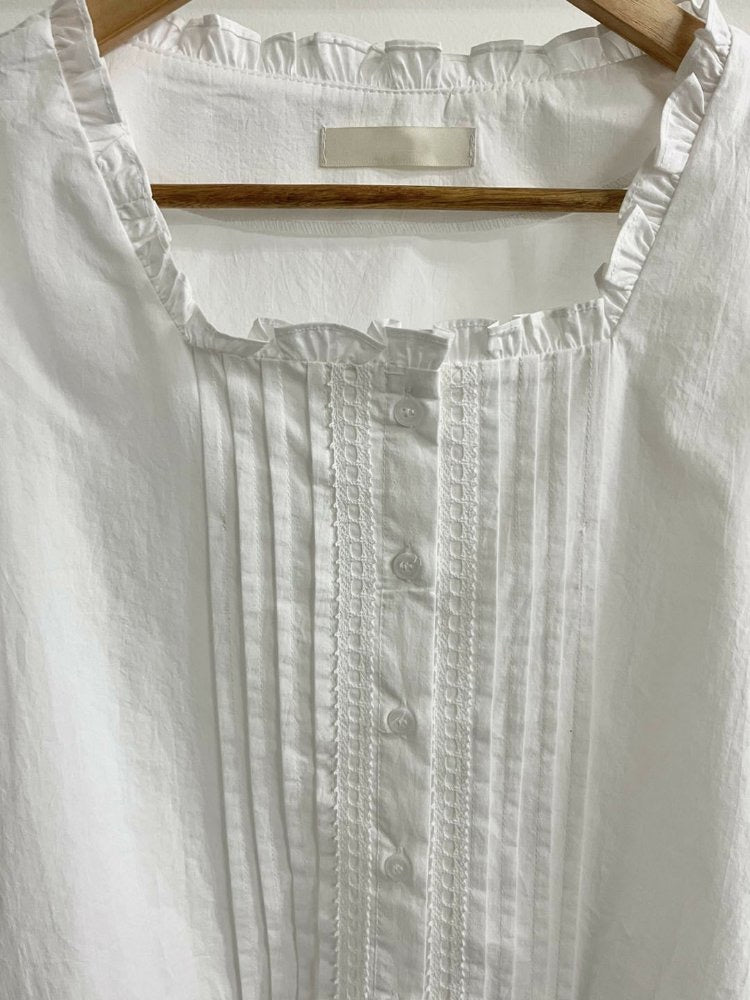 Emelia Pintuck white blouse