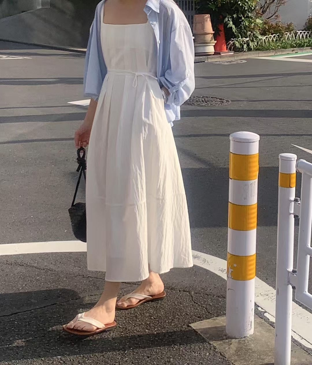 Chloy Roll up stripe shirts light blue