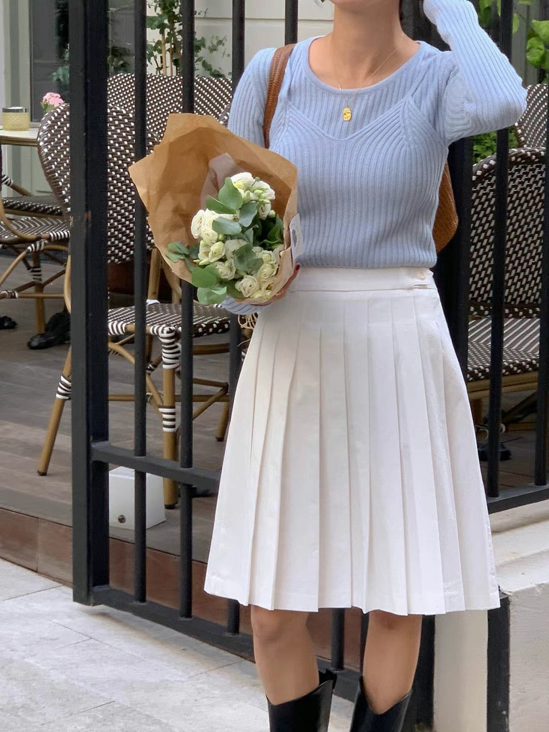 Amelia two pieces thin knitwear set (blue)