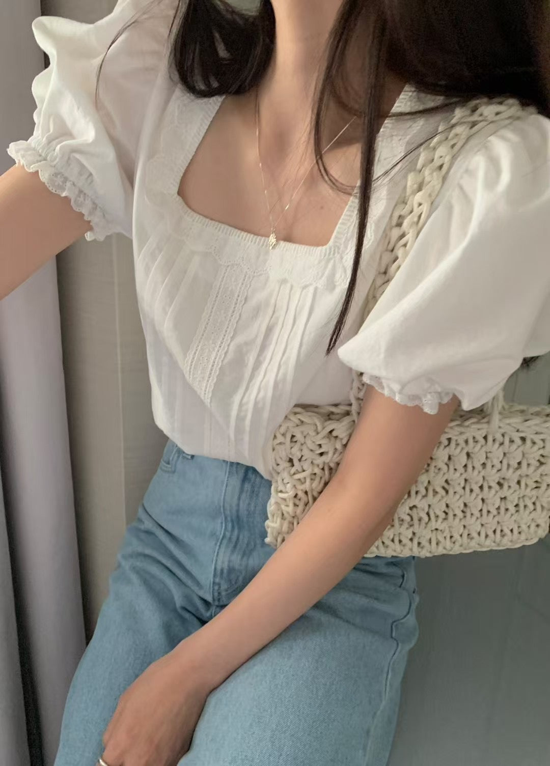 Eve white puff blouse