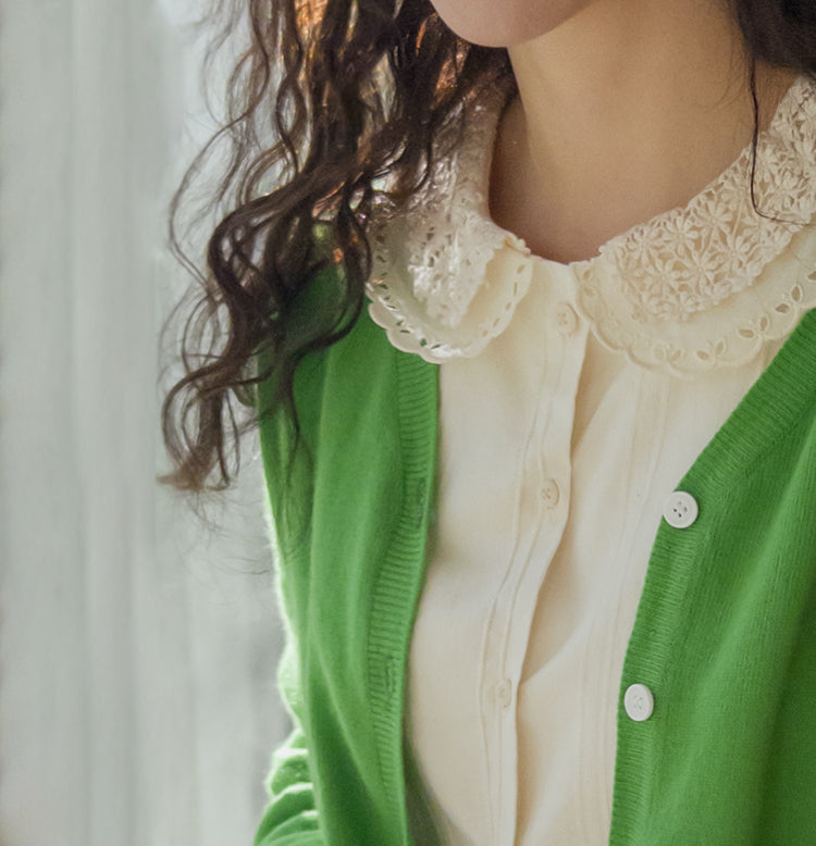 Estelle flower crochet collar blouse