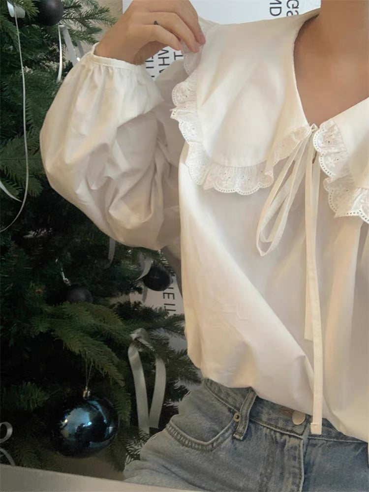 Ellis Baby collar white blouse