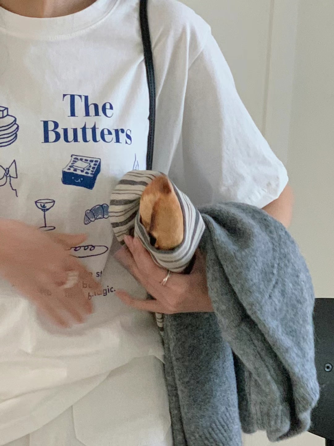Joy The butters t-shirt (blue text)